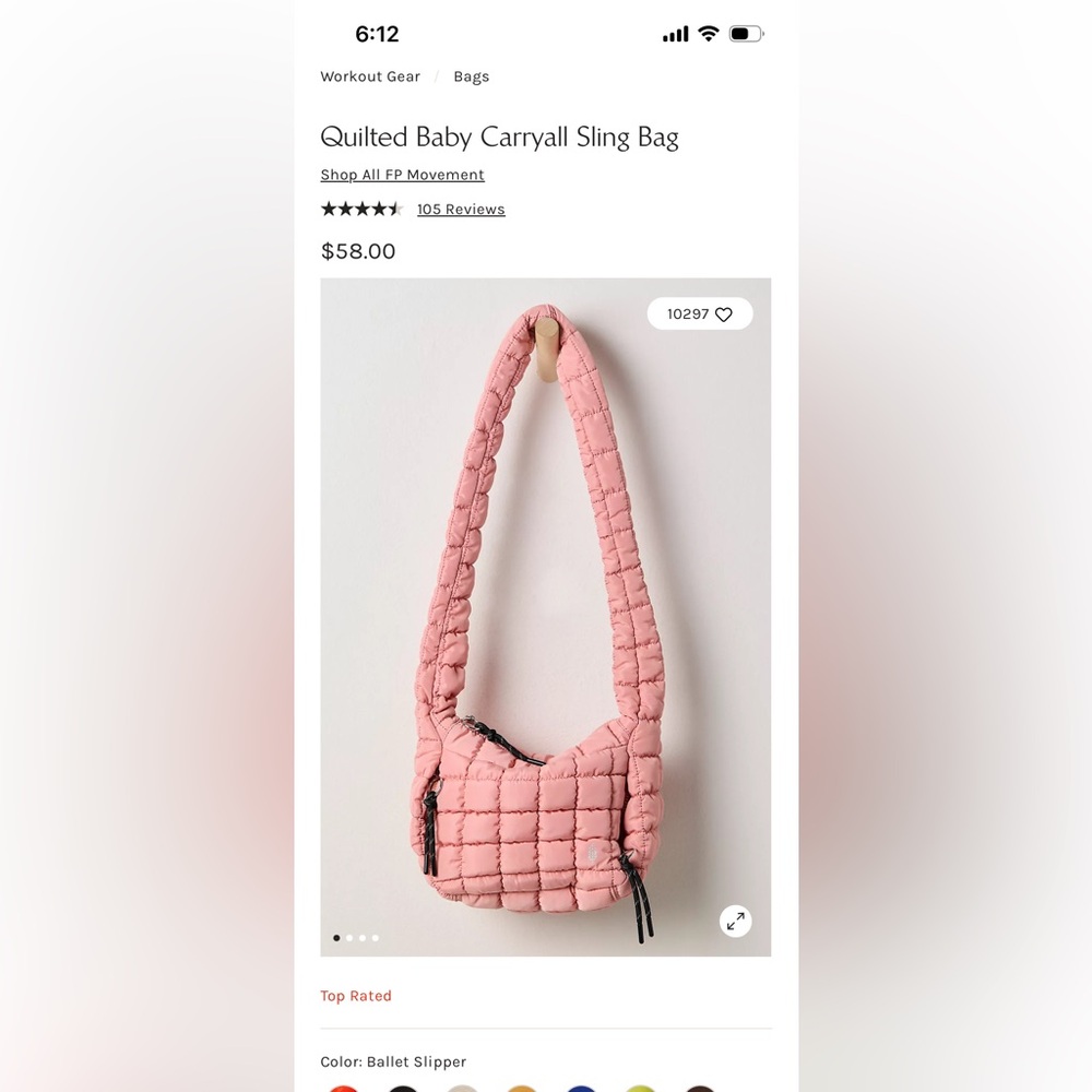 Quilted Baby Carryall Sling Bag - Ballet Slipper Pink